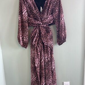 Anthropologie Leopard Print Long Sleeve Dress